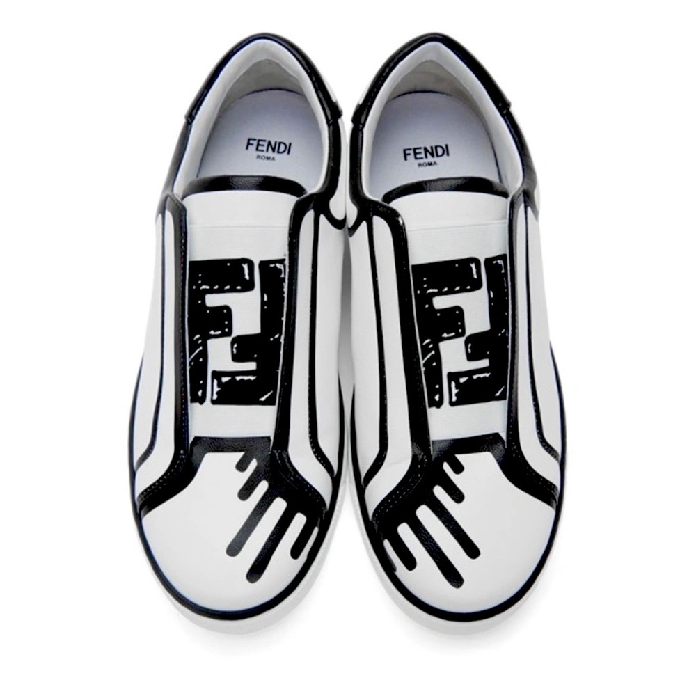 Fendi x Joshua Vides FF Logo Slip-On Sneakers Shoes size 36.5